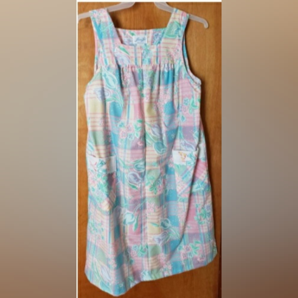 Sale Vintage C 1960 Soft Pastel Leisure Wear House Dress M USA 🇺🇸